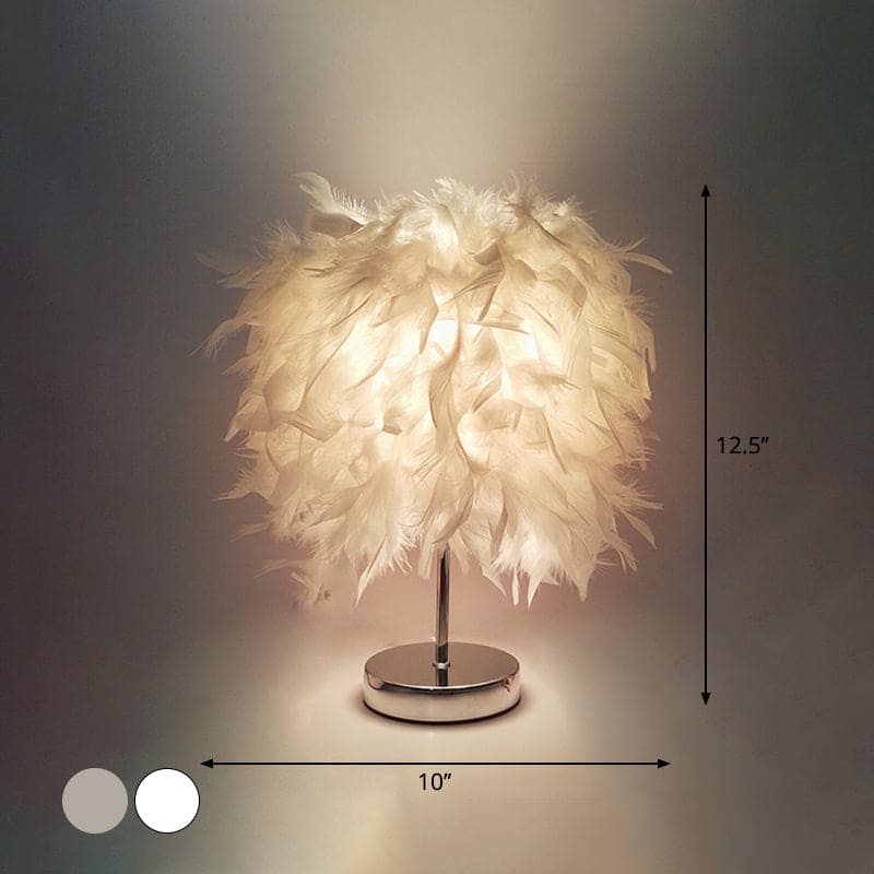 FeatherGlow - Feather Wide Globe Table Lamp