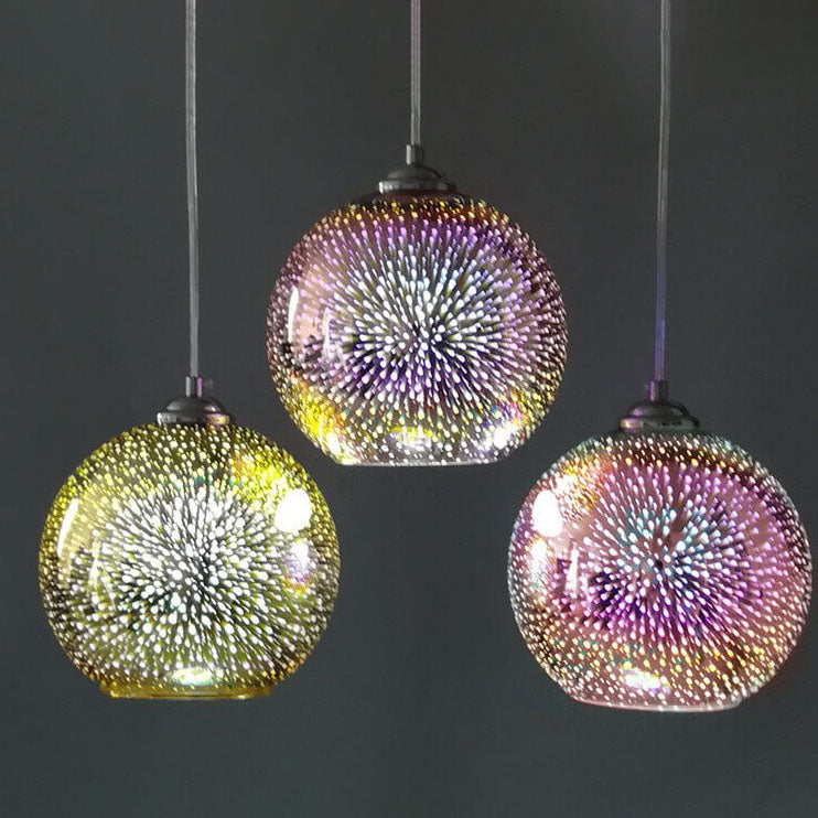 Innovative 3D Firework Coloured Glass Pendant Lamp with 1 Light Source