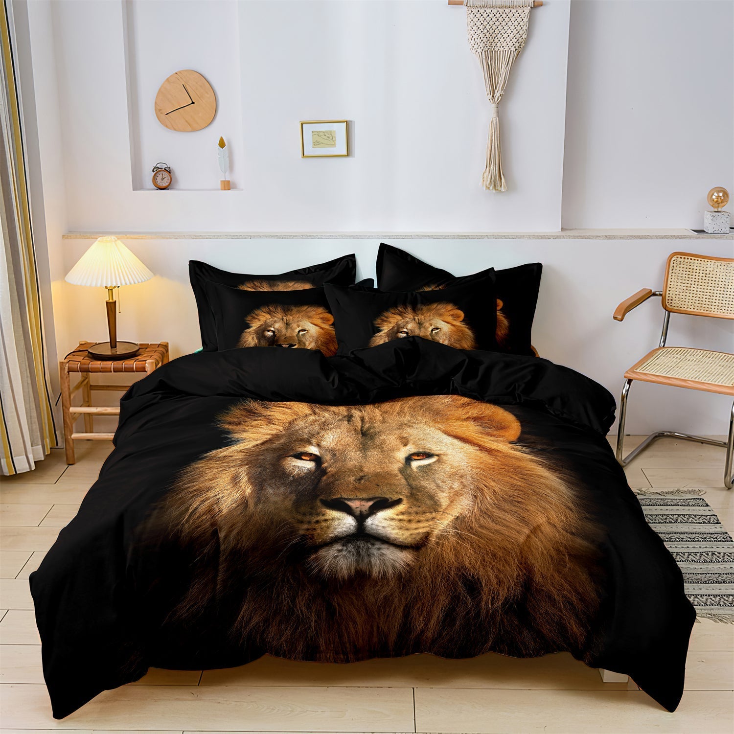 SafariGlow - Lion Print Duvet Cover Bedding Set