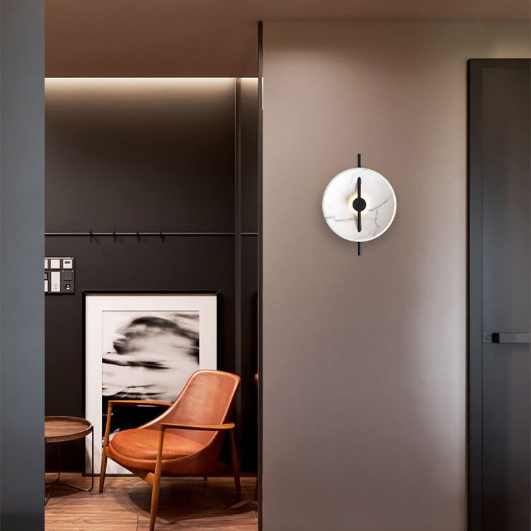 LumiSphere - Stylish Round LED Wall Lamp Made of Resin and Marble