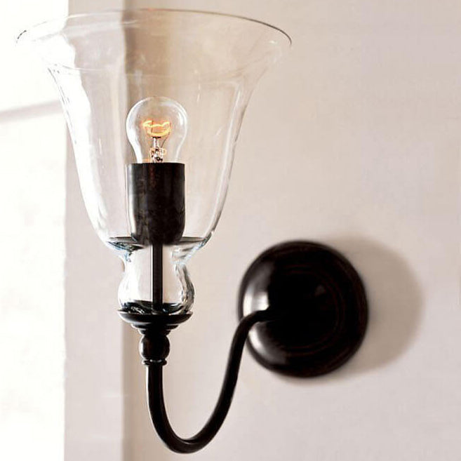 VintageGlow - Industrial wall lamp in vintage style with one clear glass clock