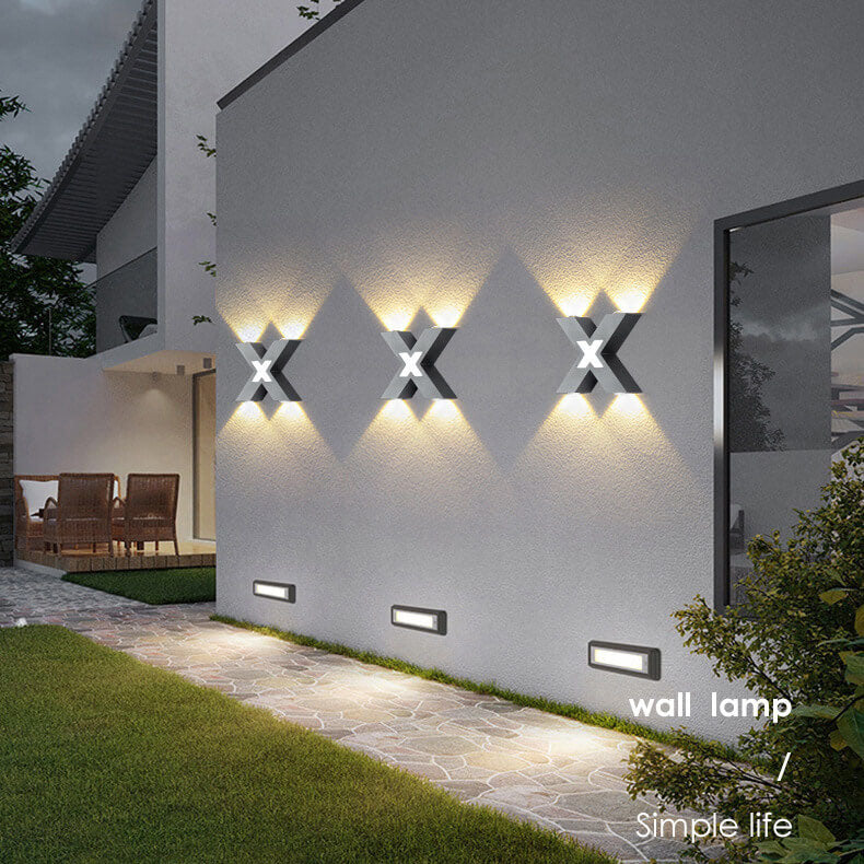 Modern Waterproof X-Shaped LED Wall Light with 4 Lights for Outdoor Use