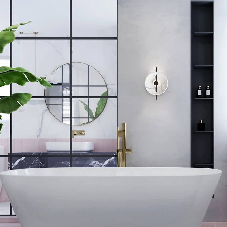 LumiSphere - Stylish Round LED Wall Lamp Made of Resin and Marble