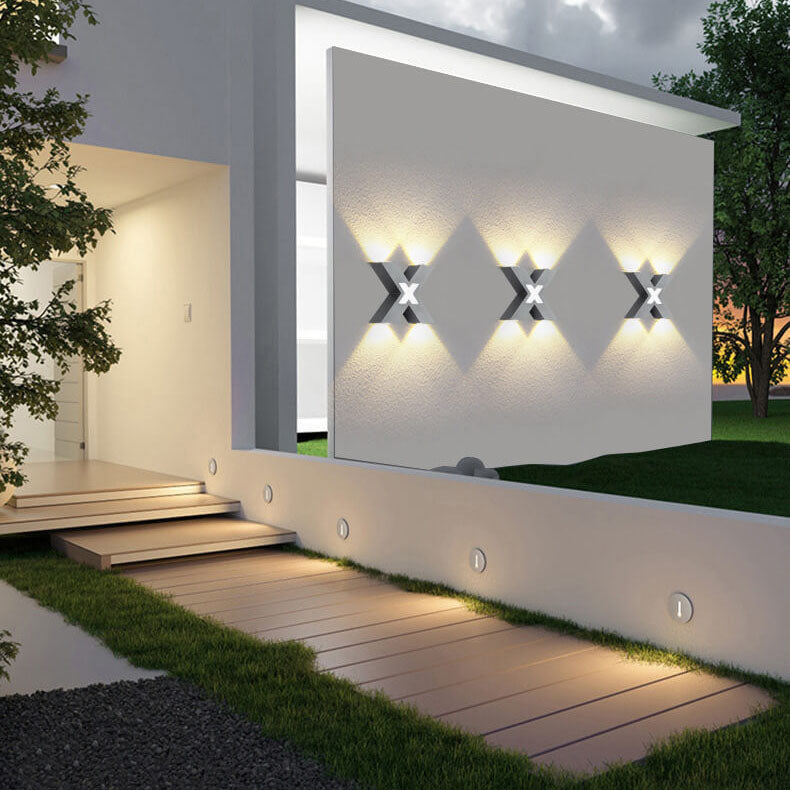 Modern Waterproof X-Shaped LED Wall Light with 4 Lights for Outdoor Use
