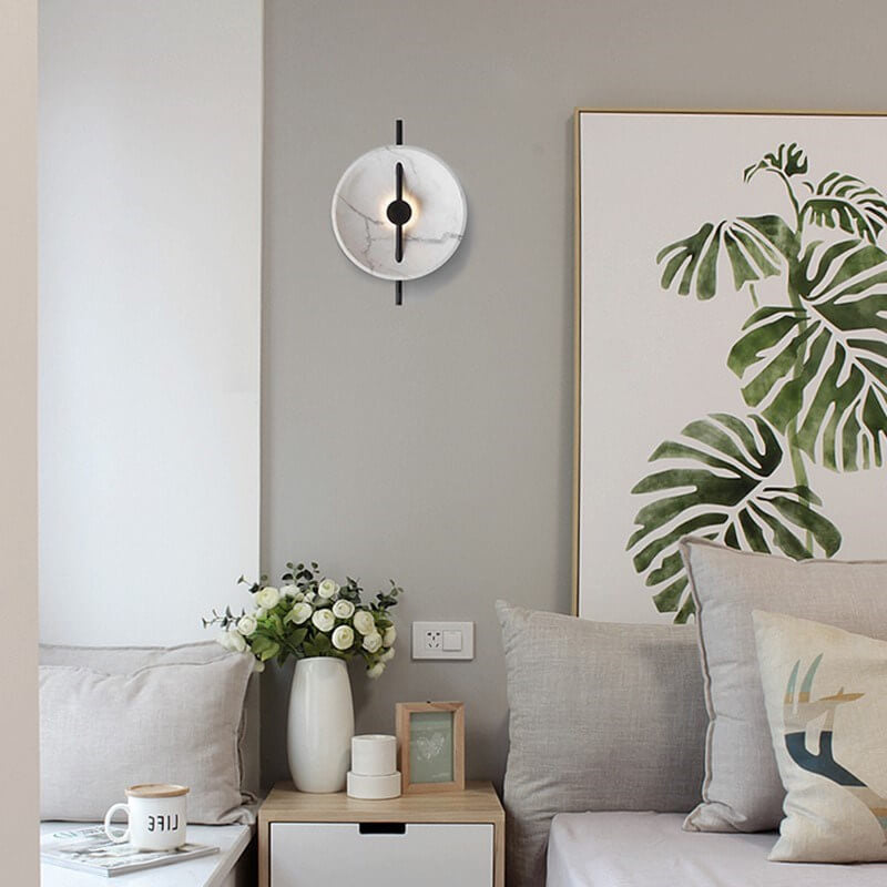 LumiSphere - Stylish Round LED Wall Lamp Made of Resin and Marble