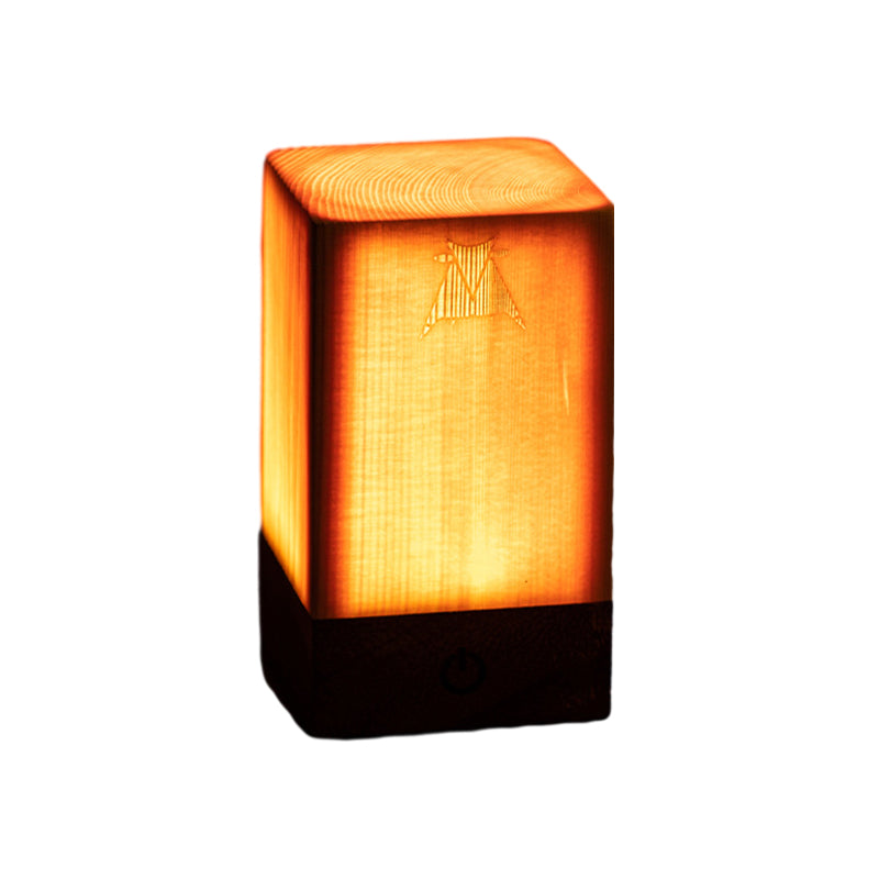 GlowWood - Table Lamp with Built-in Battery and Touch Control LED Lighting for Bedroom and Desk
