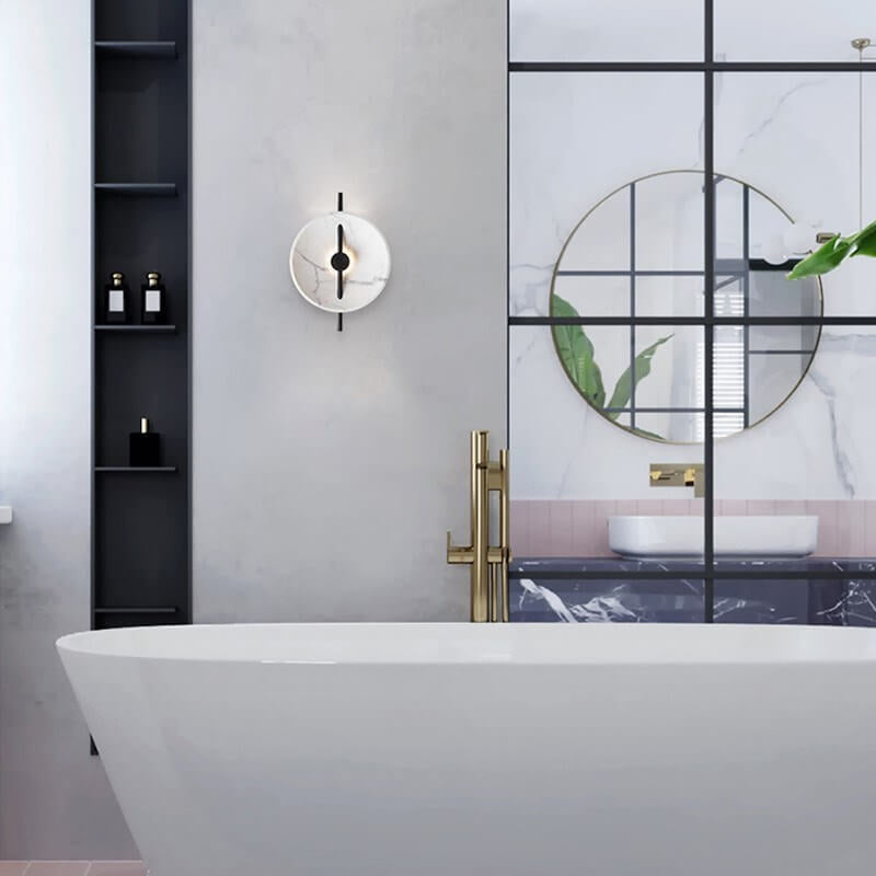 LumiSphere - Stylish Round LED Wall Lamp Made of Resin and Marble