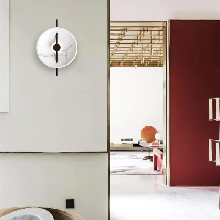 LumiSphere - Stylish Round LED Wall Lamp Made of Resin and Marble