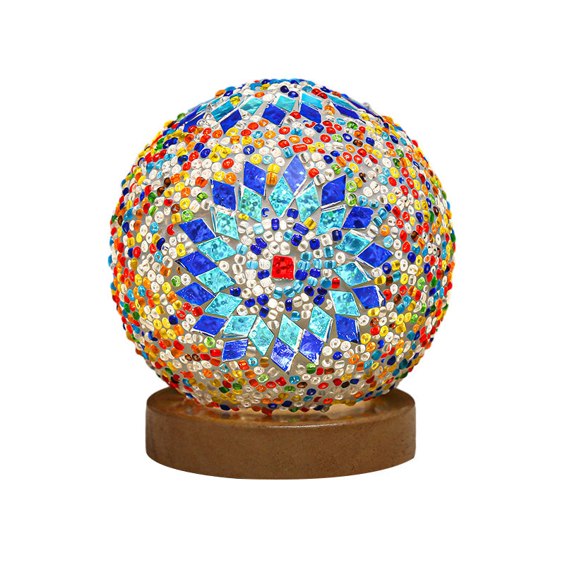 GlowNest - Spherical LED Dimmable Glass Bohemian Baroque Table Lamp Mosaic Night Light 3.9"