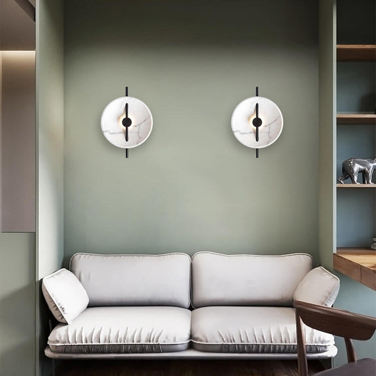 LumiSphere - Stylish Round LED Wall Lamp Made of Resin and Marble