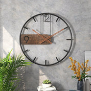 Elegant Wall Clock in Steel and Walnut