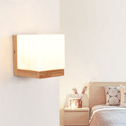 EcoShine - Modern Wooden Wall Lamp with Cube-Shaped Base