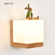 EcoShine - Modern Wooden Wall Lamp with Cube-Shaped Base