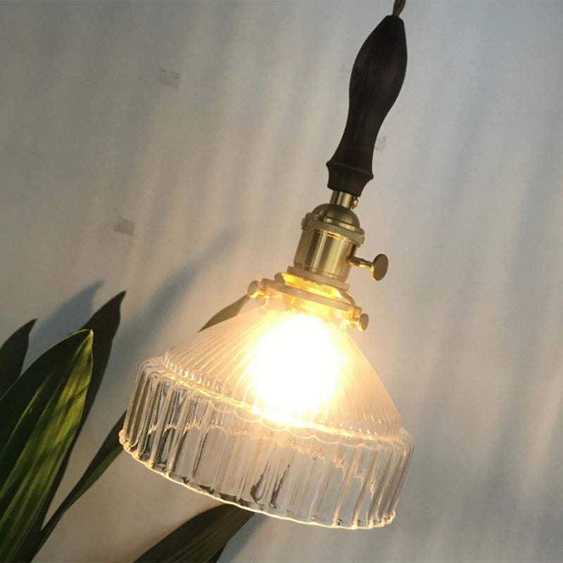 Loft Rustique - Pendant Light in Ribbed Transparent Glass