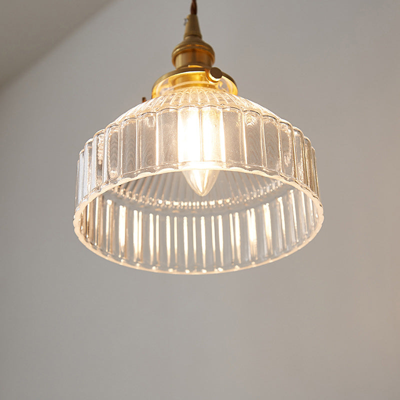 Loft Rustique - Pendant Light in Ribbed Transparent Glass