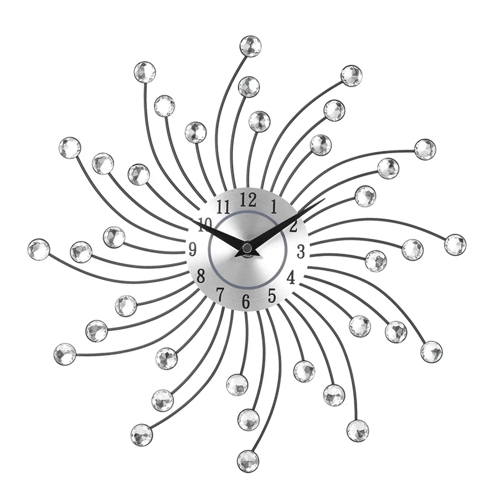 Radiant Wall Clock with Crystal Sunbeam