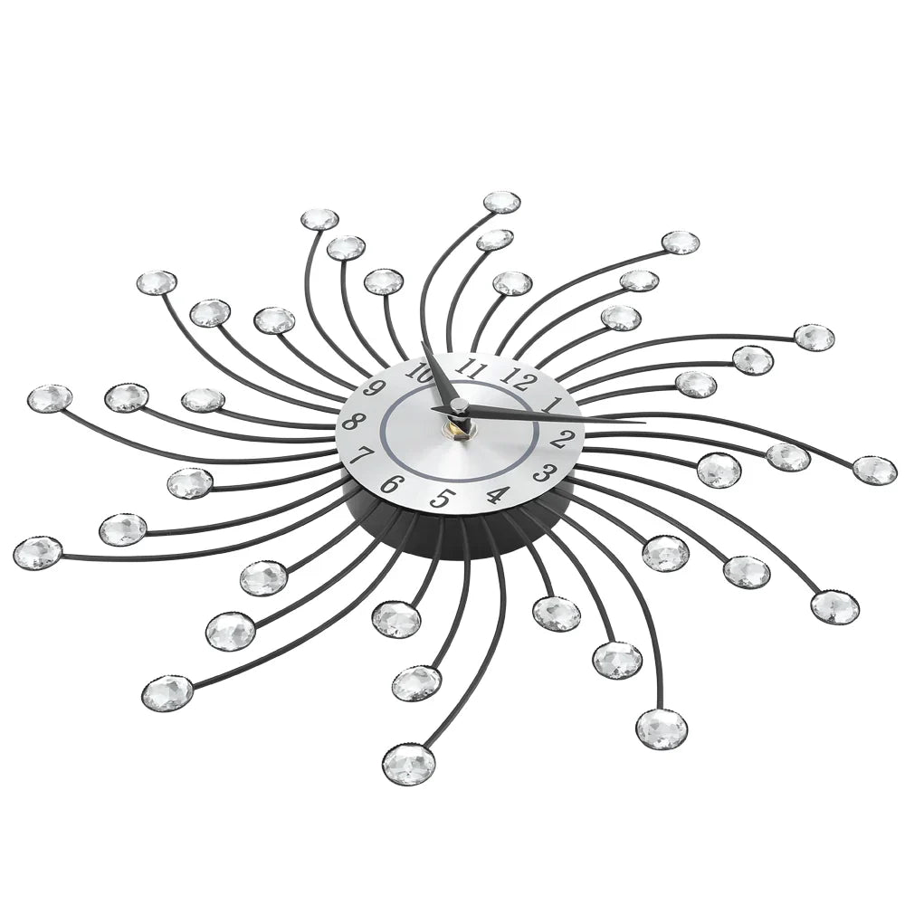 Radiant Wall Clock with Crystal Sunbeam