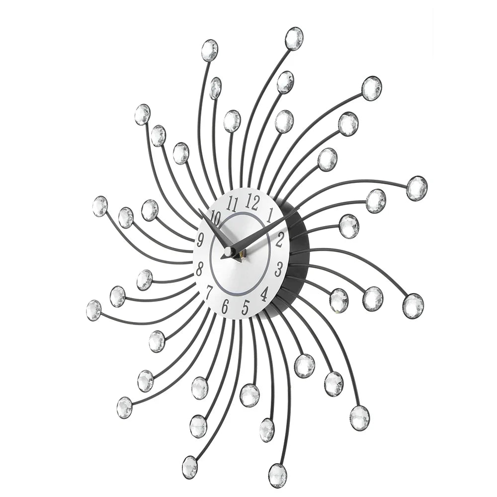 Radiant Wall Clock with Crystal Sunbeam
