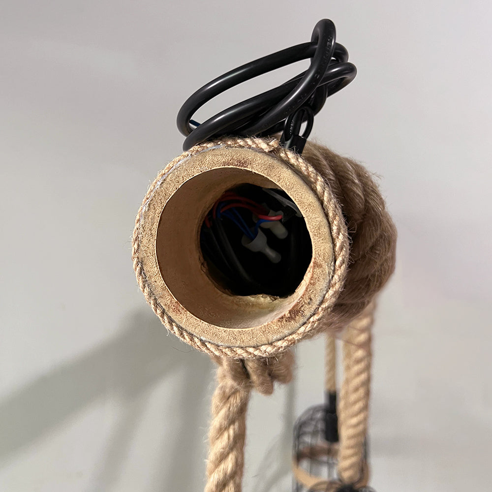 AlessioGlow - Retro pendant lamp made of metal and wood