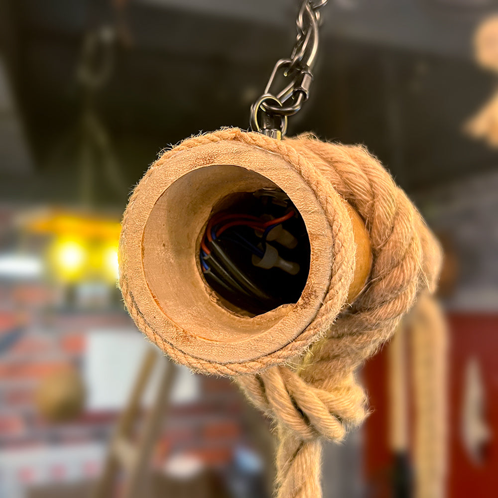AlessioGlow - Retro pendant lamp made of metal and wood