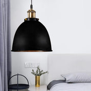 Atmospheric Dome - Iron Pendant Light with Black/Rust Cable