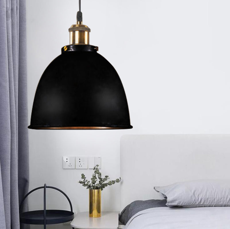 Atmospheric Dome - Iron Pendant Light with Black/Rust Cable
