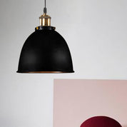 Atmospheric Dome - Iron Pendant Light with Black/Rust Cable