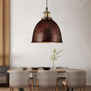Atmospheric Dome - Iron Pendant Light with Black/Rust Cable