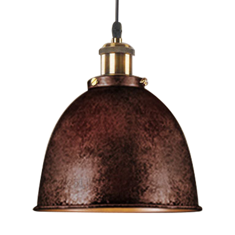 Atmospheric Dome - Iron Pendant Light with Black/Rust Cable