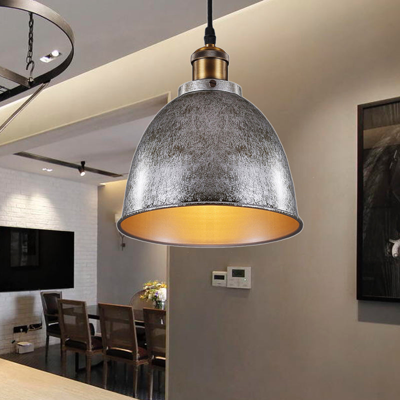 Atmospheric Dome - Iron Pendant Light with Black/Rust Cable