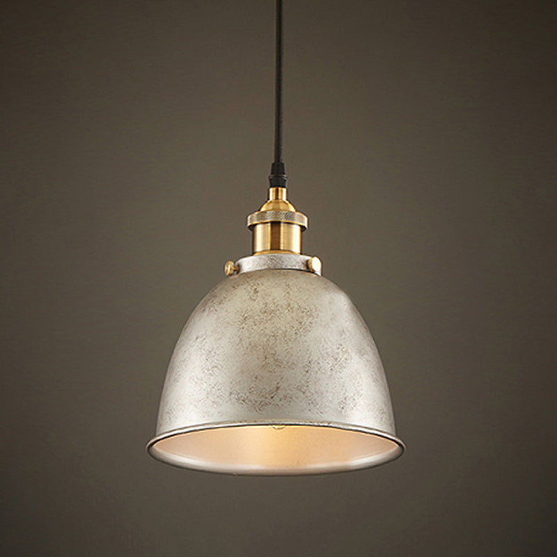 Atmospheric Dome - Iron Pendant Light with Black/Rust Cable