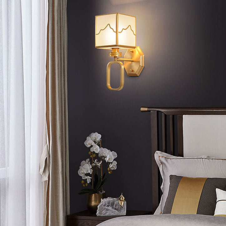 CubeLuxe - Modern cube-shaped 1-light wall lamp with Chinese elements and rugged design