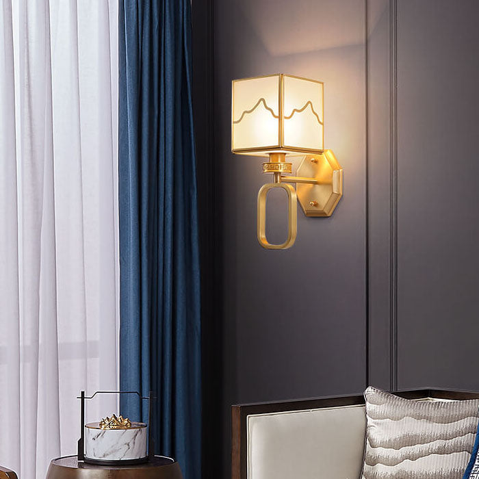 CubeLuxe - Modern cube-shaped 1-light wall lamp with Chinese elements and rugged design