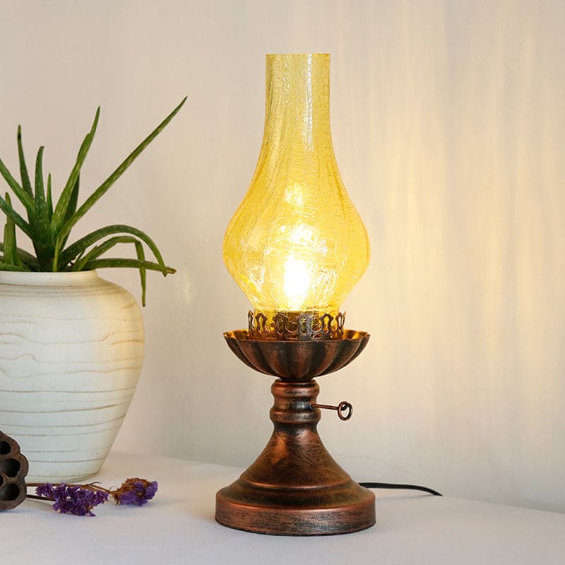 GlowThijs - Crackle Glass Lamp Shade Kerosene Retro Bedside Table