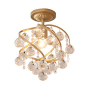 LuxeSpire – Ceiling Light with Crystal Ball and Brass