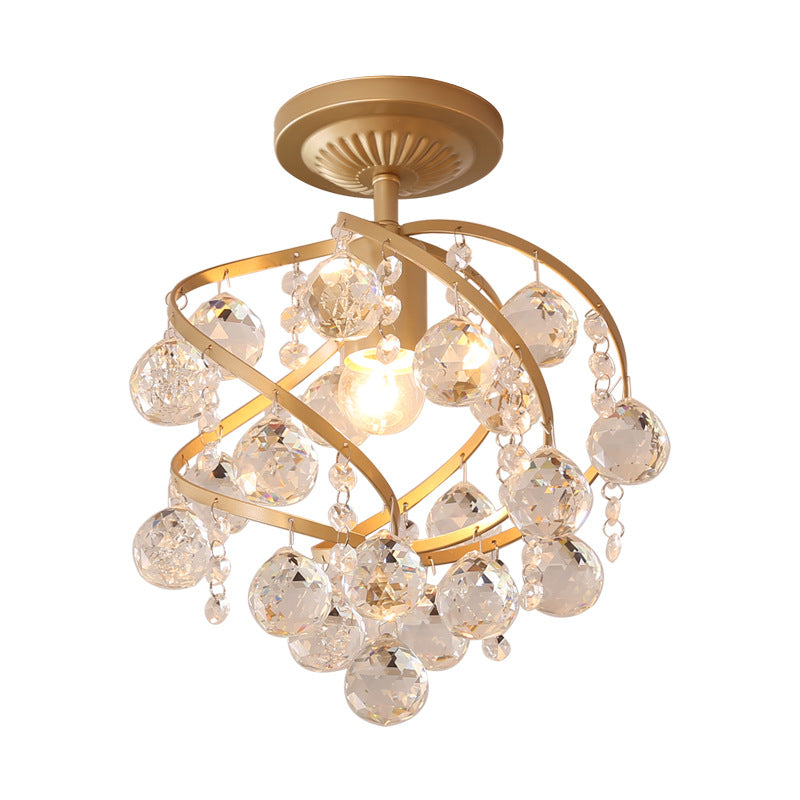 LuxeSpire – Ceiling Light with Crystal Ball and Brass
