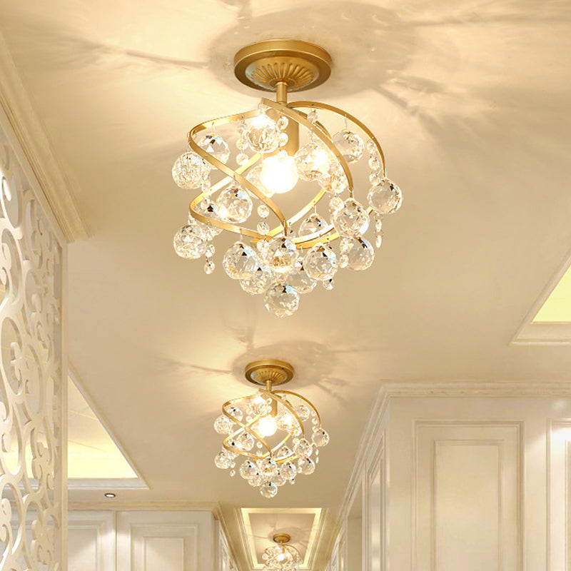 LuxeSpire – Ceiling Light with Crystal Ball and Brass