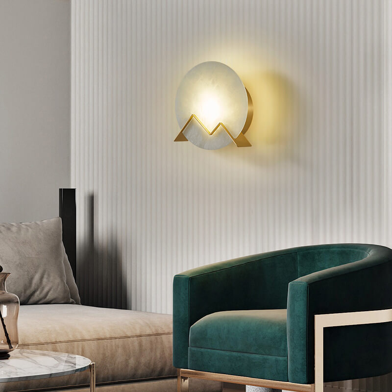 MarbleGlow - Circular Marble LED Wall Lamp with 1 Light