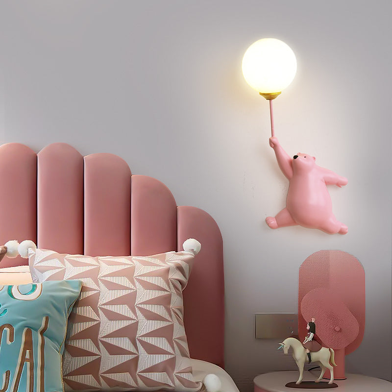 Fateh Design Bear LED Wall Lamp White/Blue/Pink Resin/Acrylic Bedroom/Living Room/Children's Room