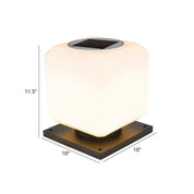 SolLicht - White Nordic Solar Lantern Post, Cube-Shaped Acrylic, For Patio