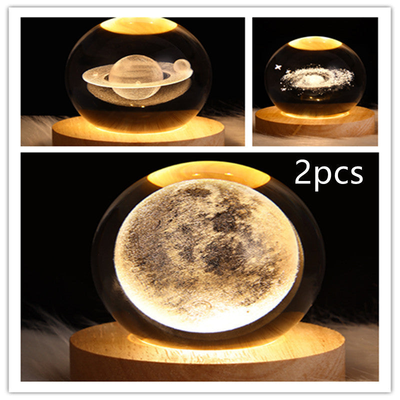 3D Galaxy Crystal Ball LED Night Light