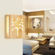 NatureGlow - Modern LED Wall Lamp made of Solid Wood with Happy Tree and Antler Motif