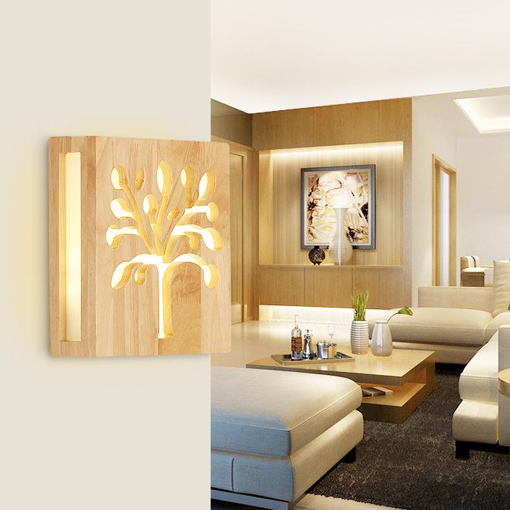NatureGlow - Modern LED Wall Lamp made of Solid Wood with Happy Tree and Antler Motif