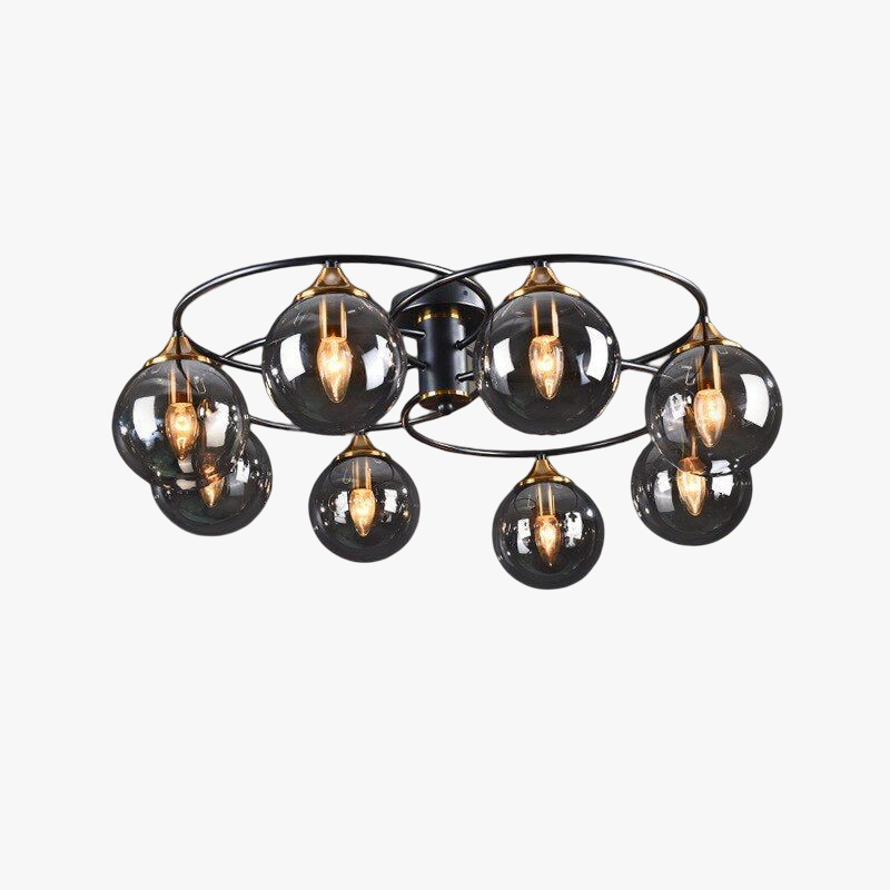 ValentinaLuxe - Vintage Round Chandelier in Smoked Glass