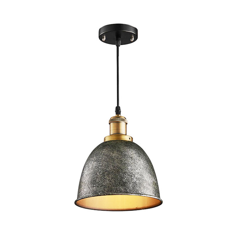 Atmospheric Dome - Iron Pendant Light with Black/Rust Cable