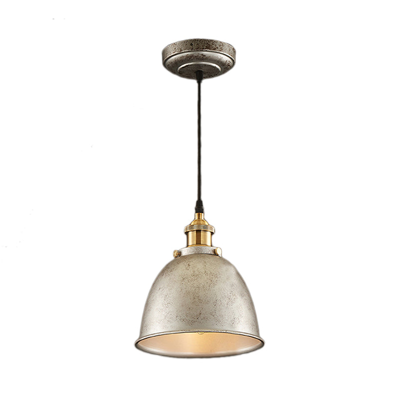 Atmospheric Dome - Iron Pendant Light with Black/Rust Cable