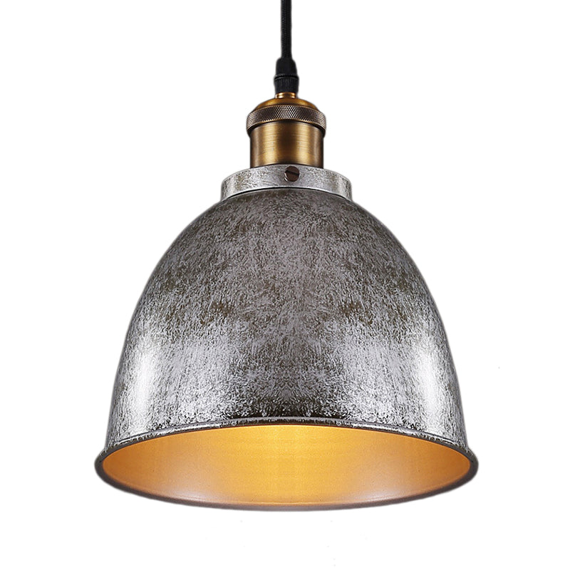 Atmospheric Dome - Iron Pendant Light with Black/Rust Cable