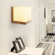 EcoShine - Modern Wooden Wall Lamp with Cube-Shaped Base