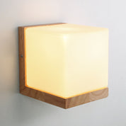 EcoShine - Modern Wooden Wall Lamp with Cube-Shaped Base