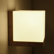 EcoShine - Modern Wooden Wall Lamp with Cube-Shaped Base
